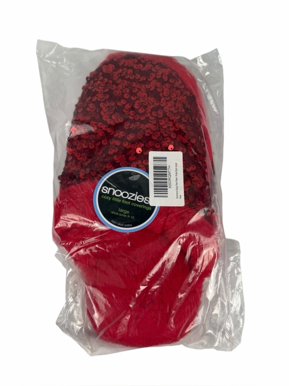 Snoozies Ruby Red Glam Sequin Slippers Cozy Foot Coverings Size Large 9-10